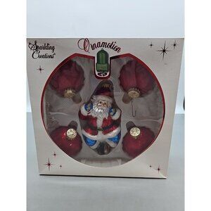 Sparkling Creations Large Santa Red Ball Christmas Ornament Set Ornamotion New